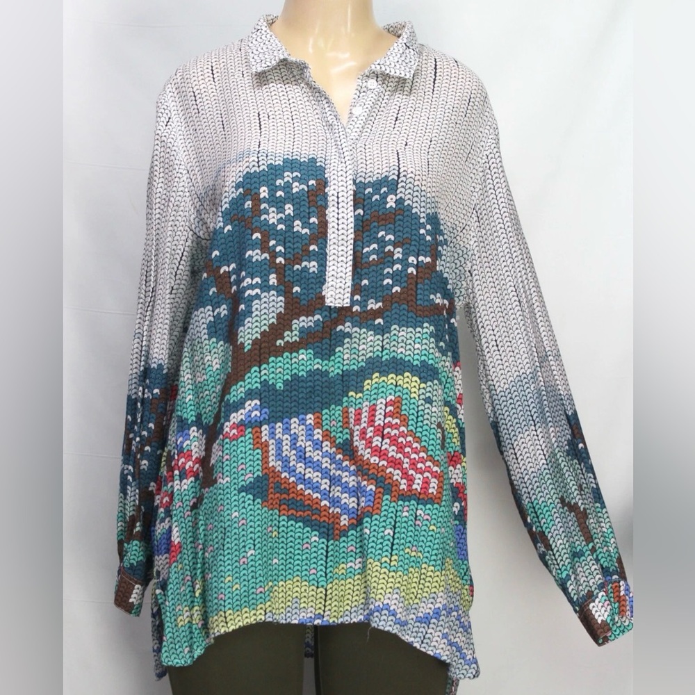 NWT John & Mark Women's Sequin Print Tunic Blouse Long Sleeve Multicolor Size XL - Picture 4 of 12
